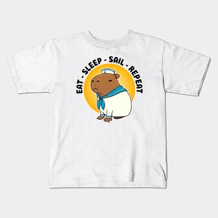 Eat sleep sail repeat Capybara Sailor Kids T-Shirt